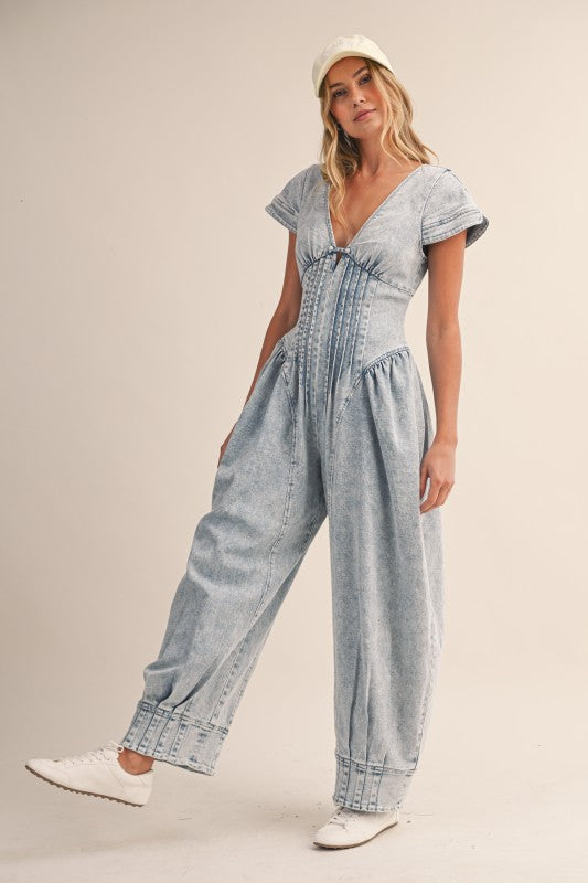 Denim Barrel Jumpsuit