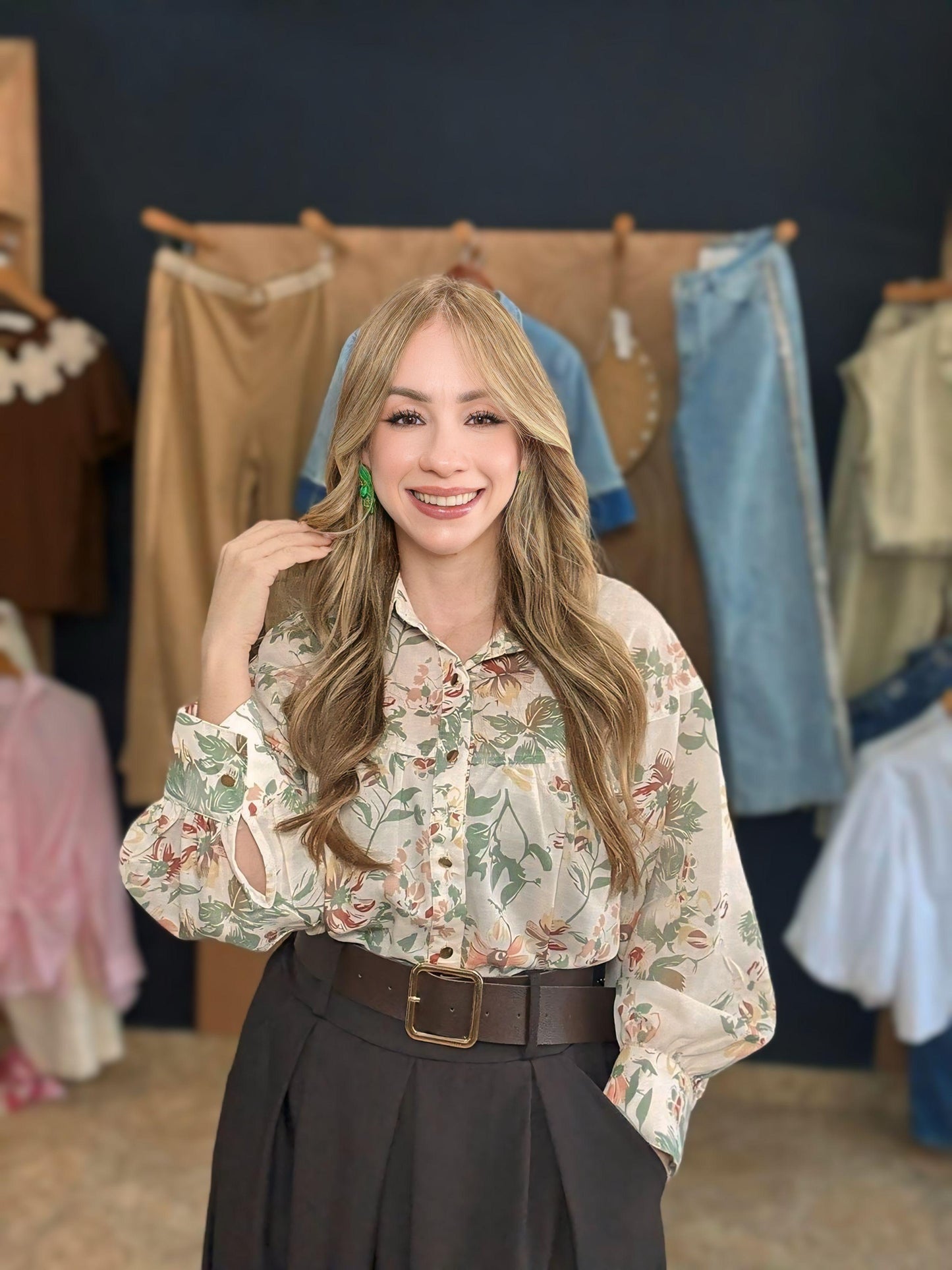 Linen floral top