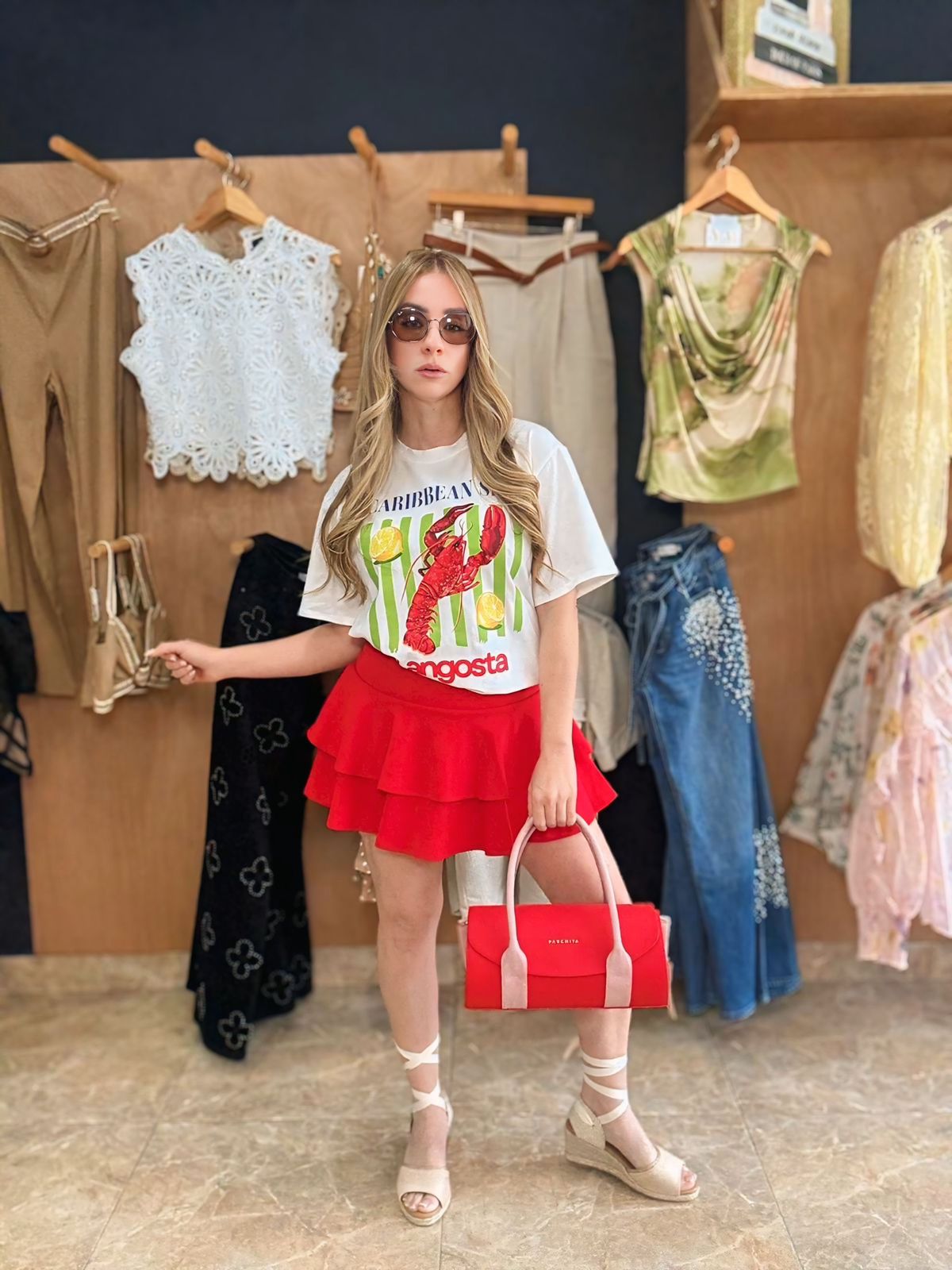Red Ruffle Skort