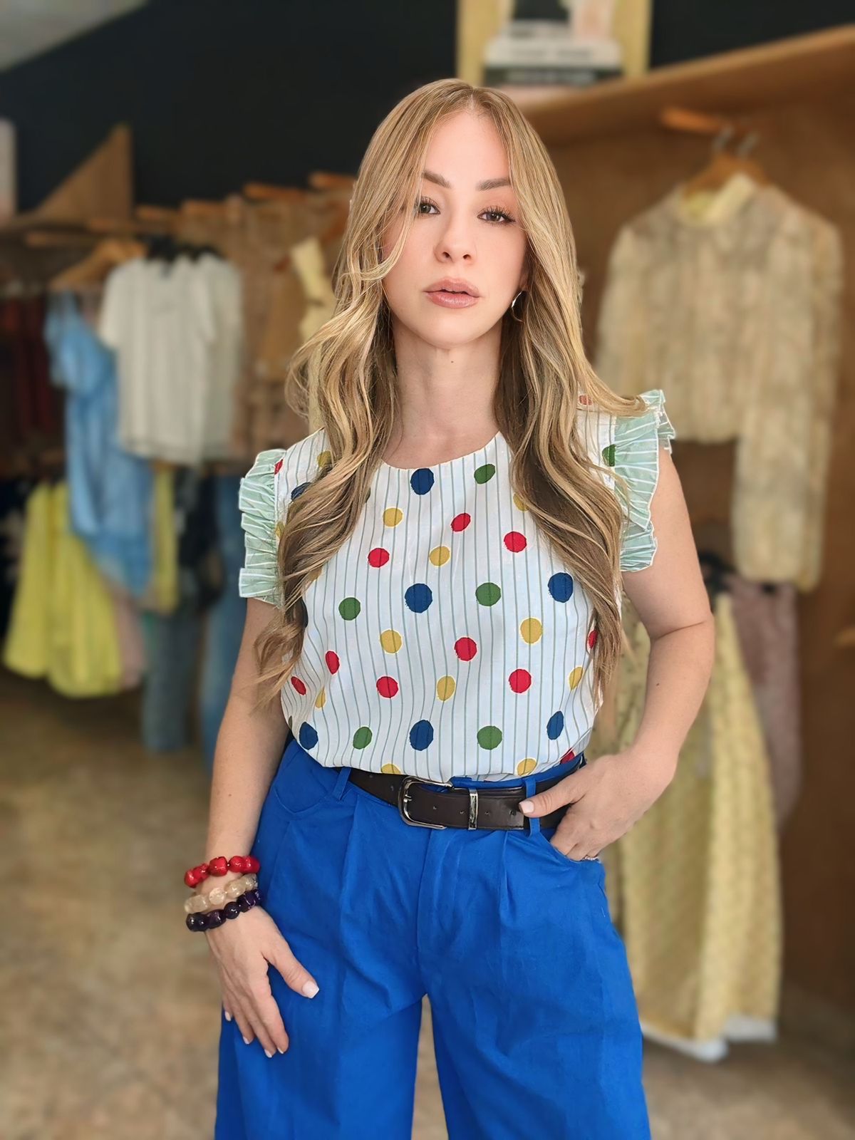 Polka Stripe Green Top