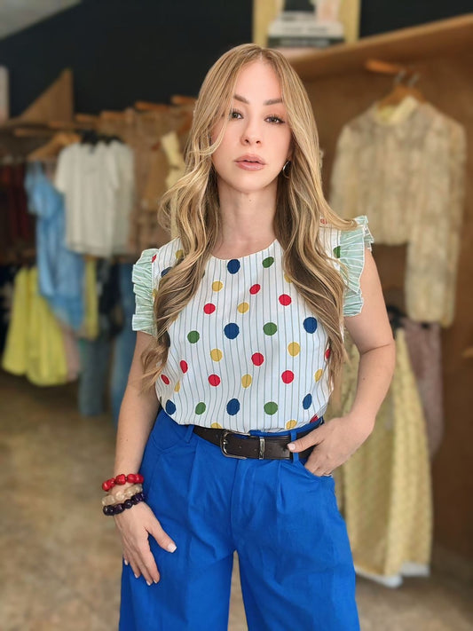 Polka Stripe Green Top