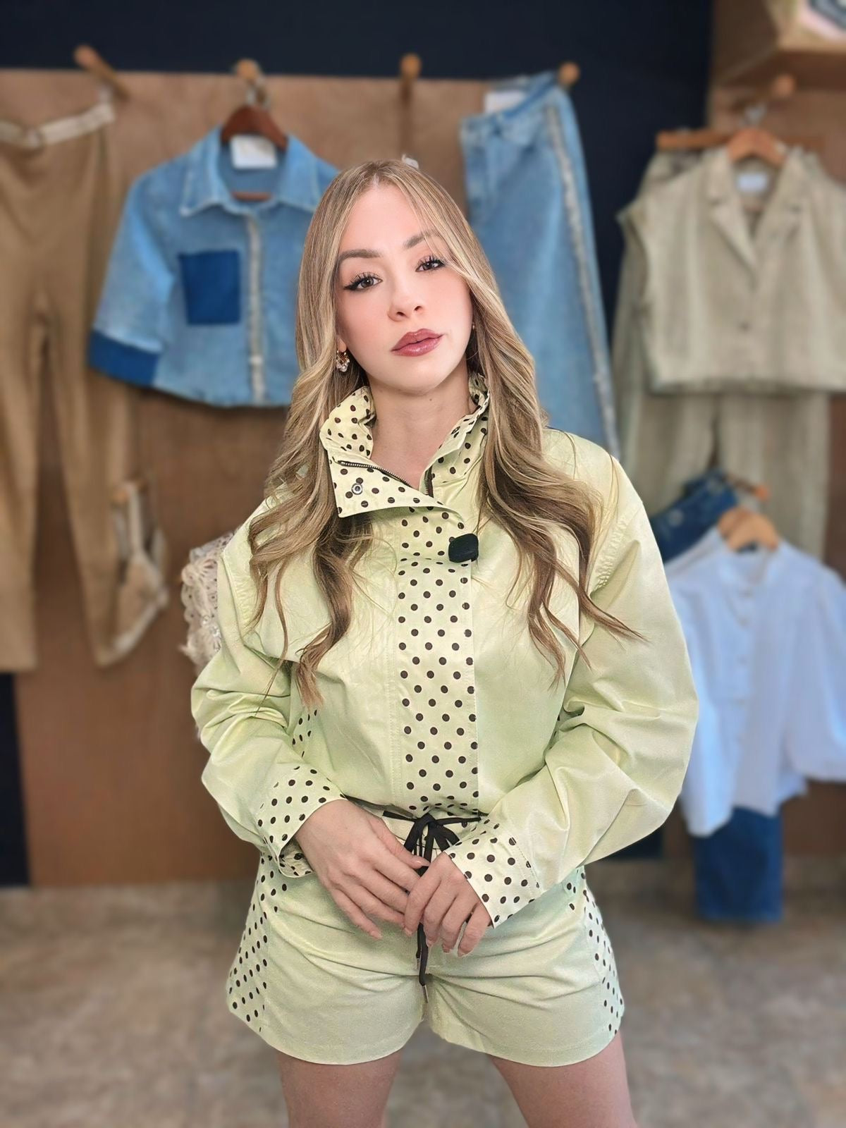 Green Polka dots set