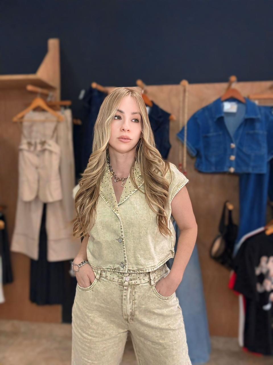 Beige Denim Set