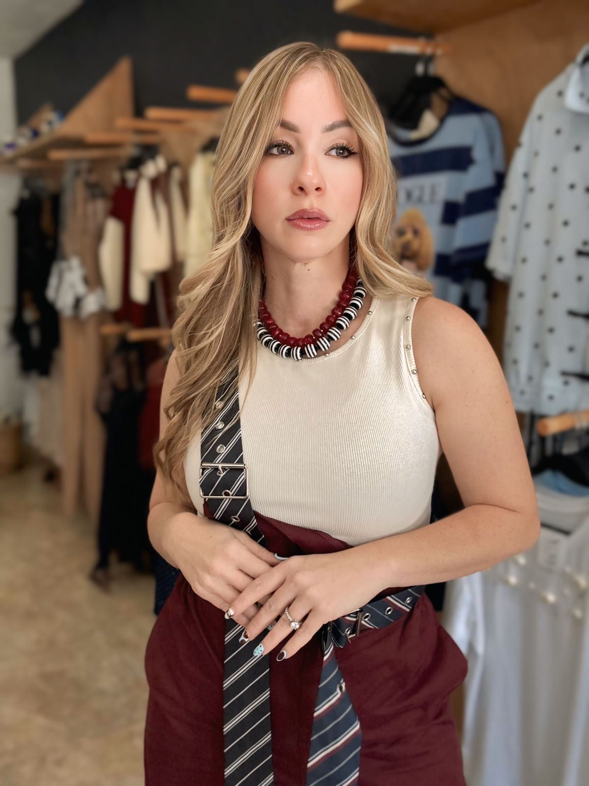 Stud Round Neck top