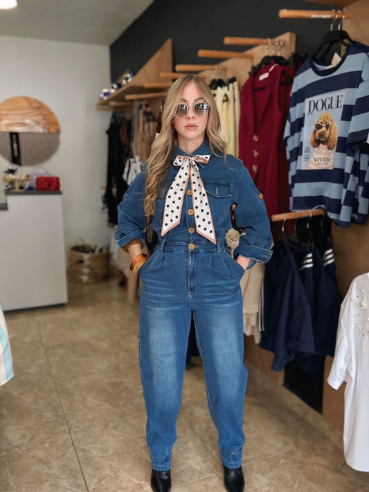 Bow denim Jumpsuit
