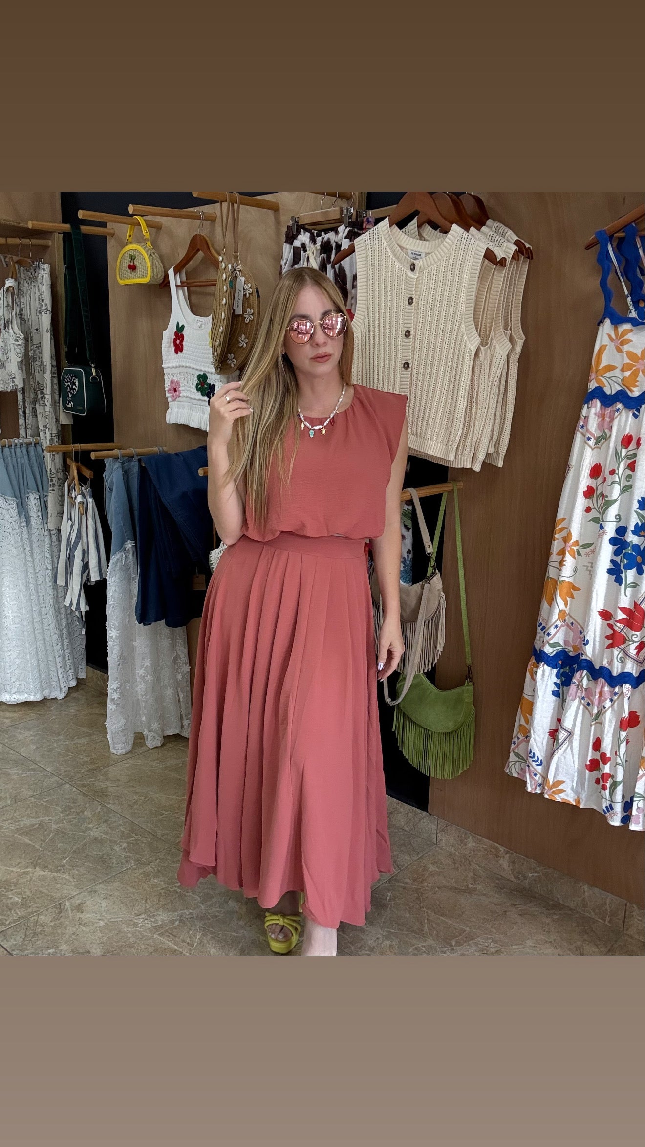 Apricot Skirt Set