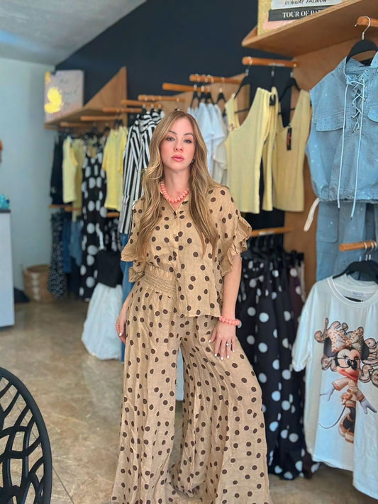 Italy Polka Linen set