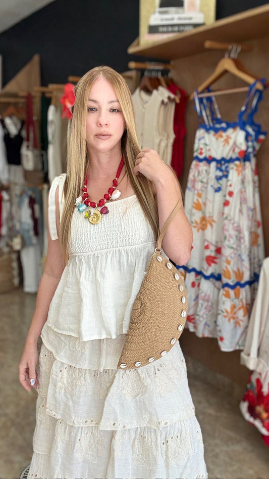 Linen Eyelet Skirt Set