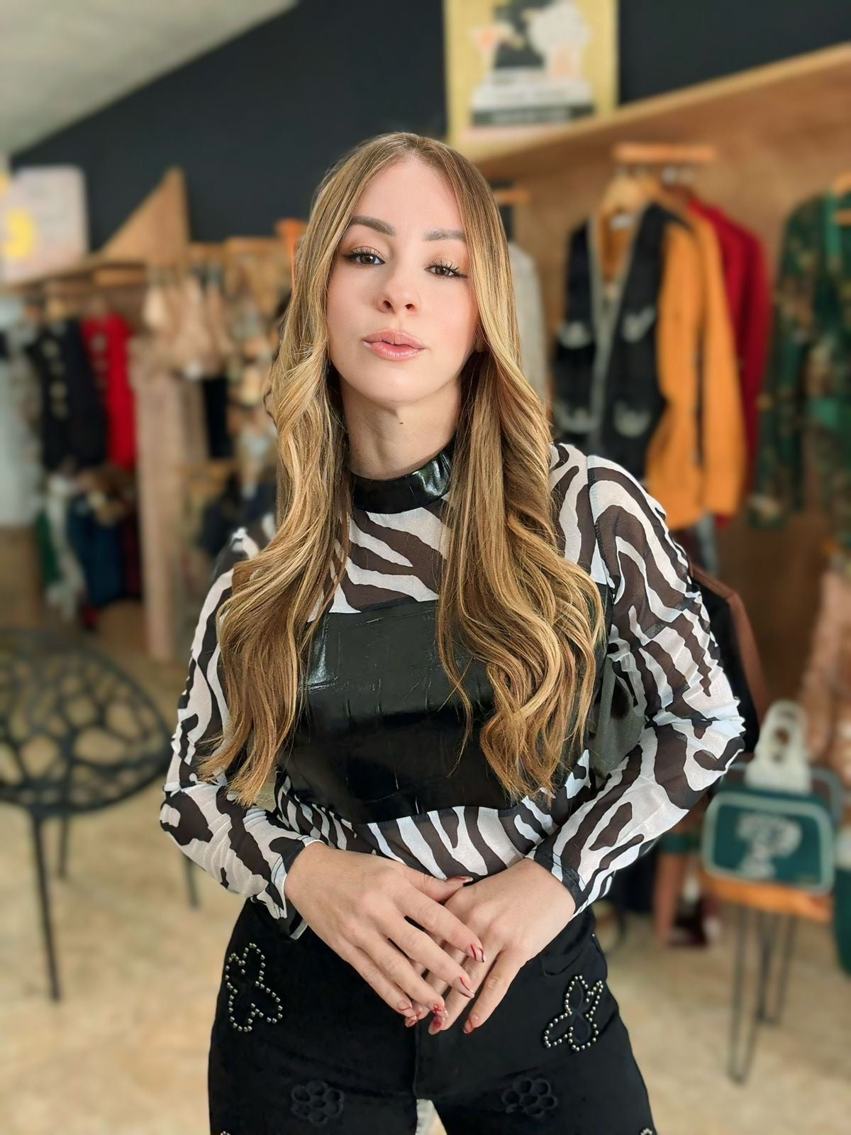 Zebra Leather One size top