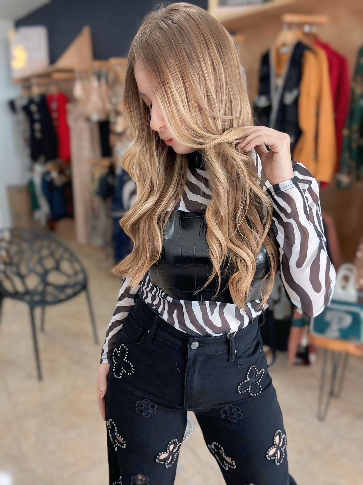 Zebra Leather One size top