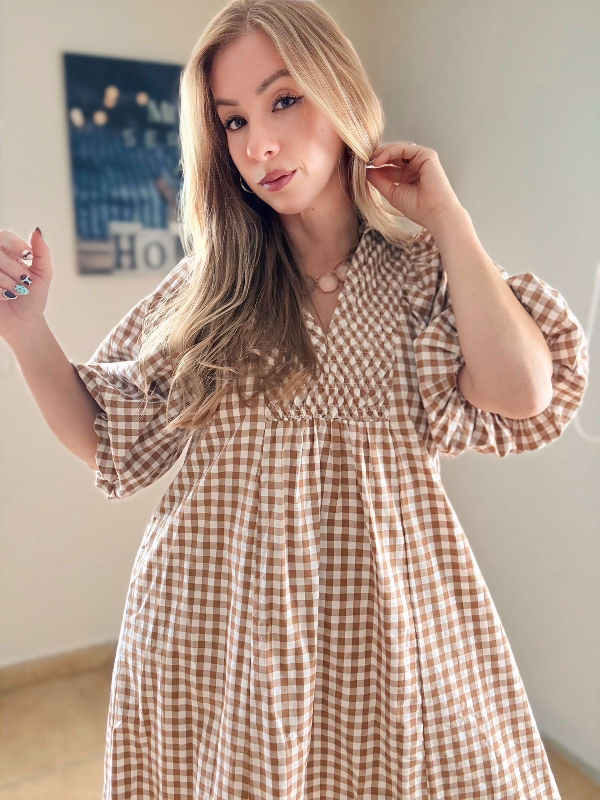 Gingan Midi  Dress