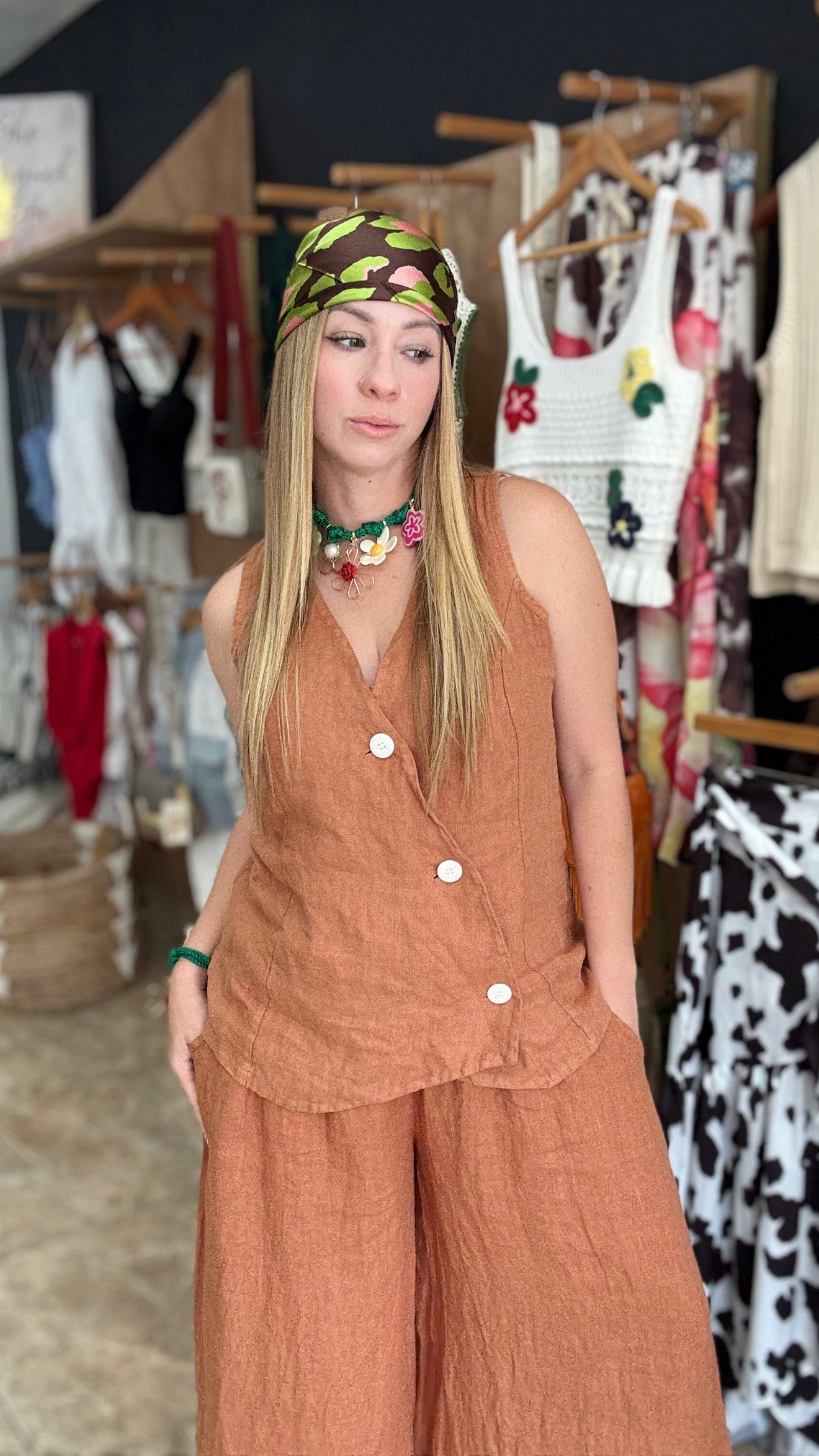 Linen vest set
