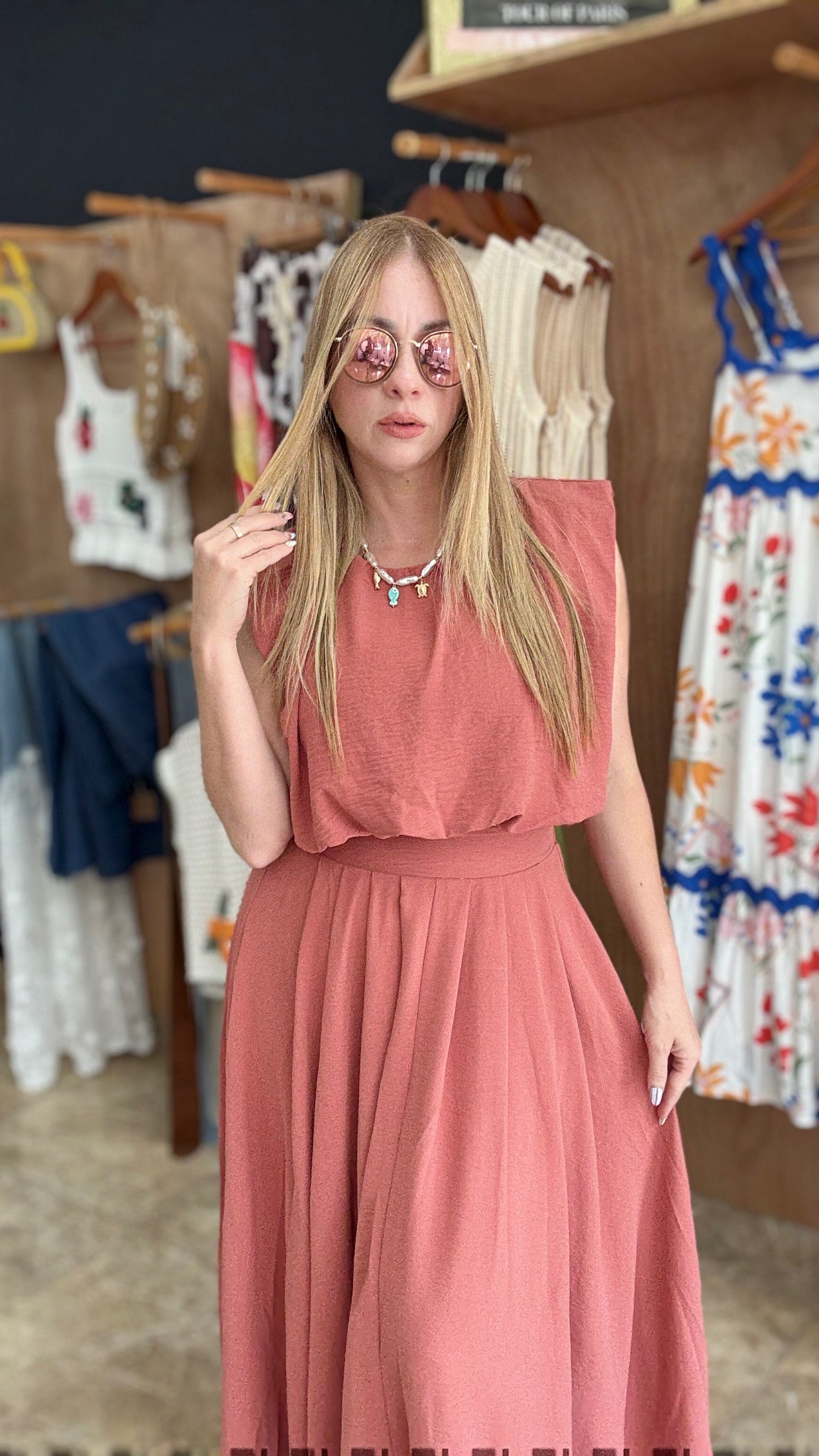 Apricot Skirt Set