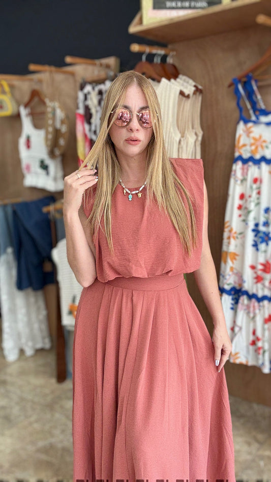 Apricot Skirt Set