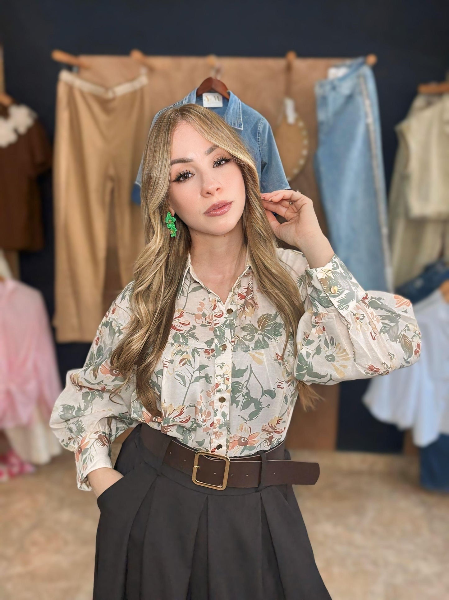 Linen floral top