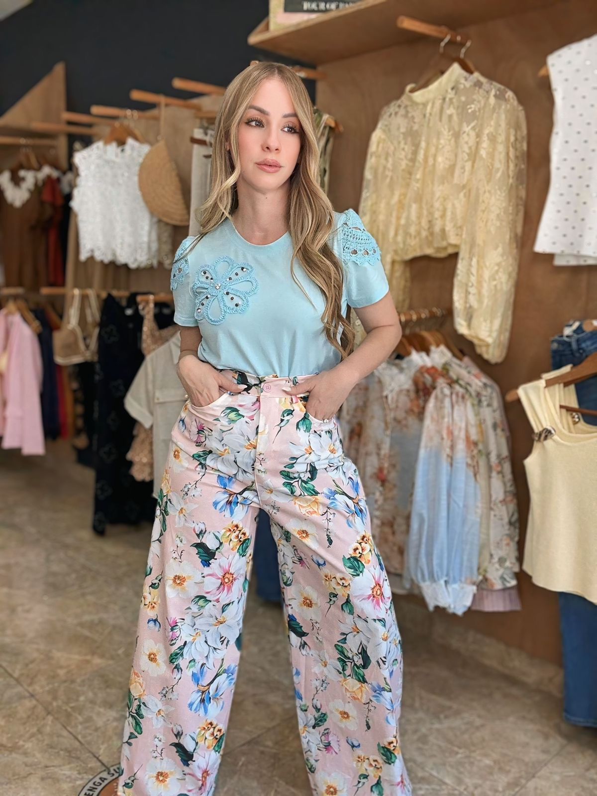 Baby Blue floral t-shirt
