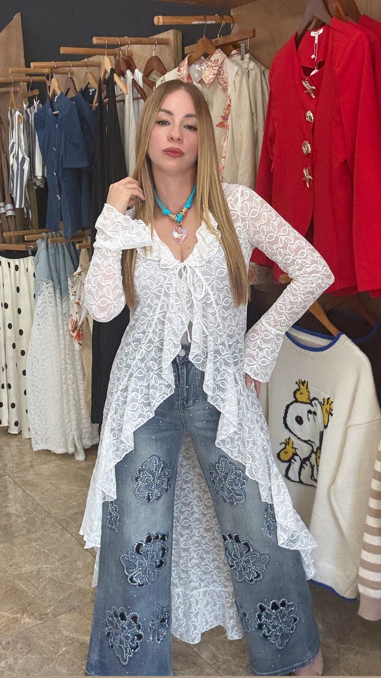 Floral Details Jeans 👖