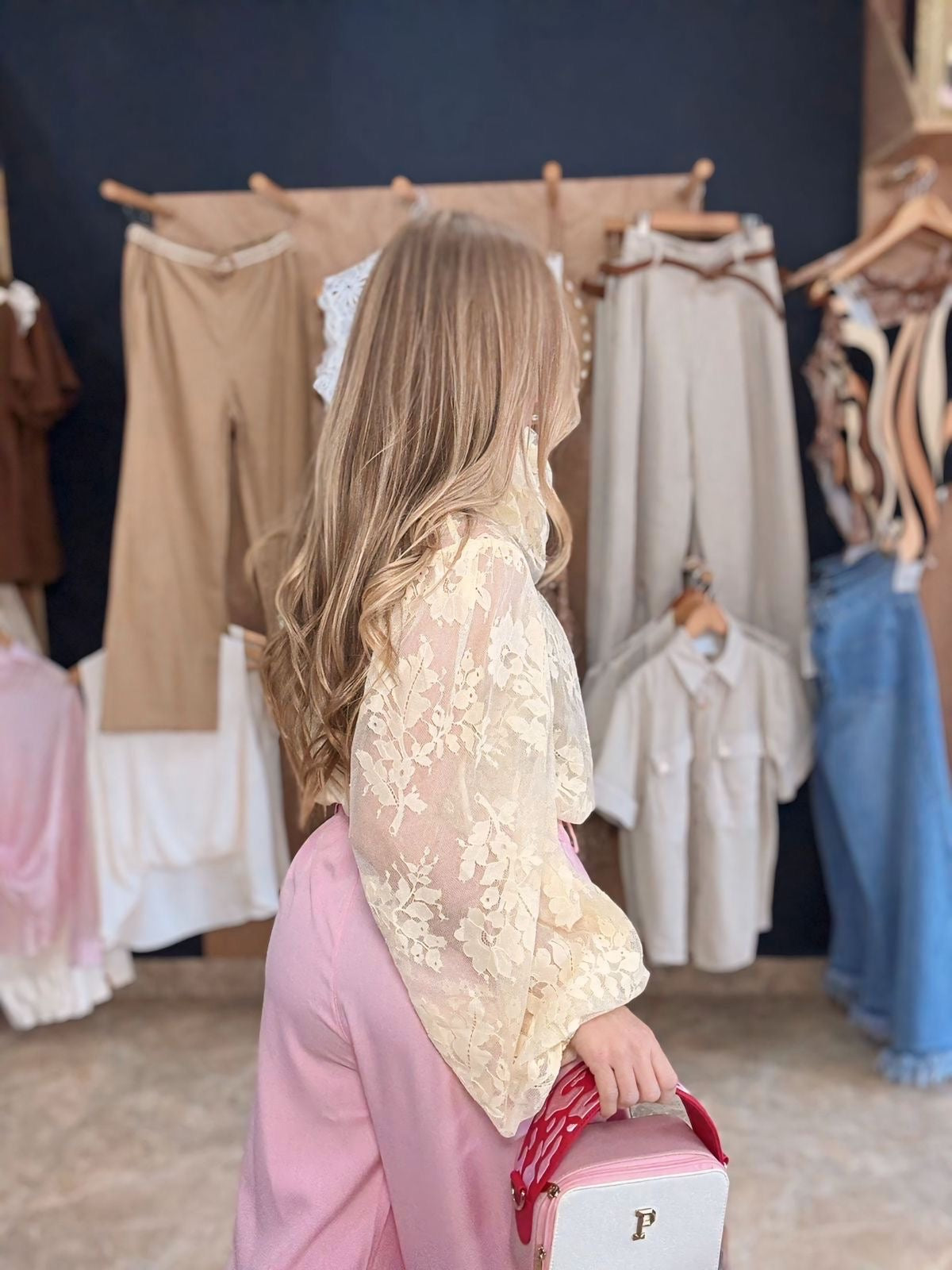 Lace yellow top