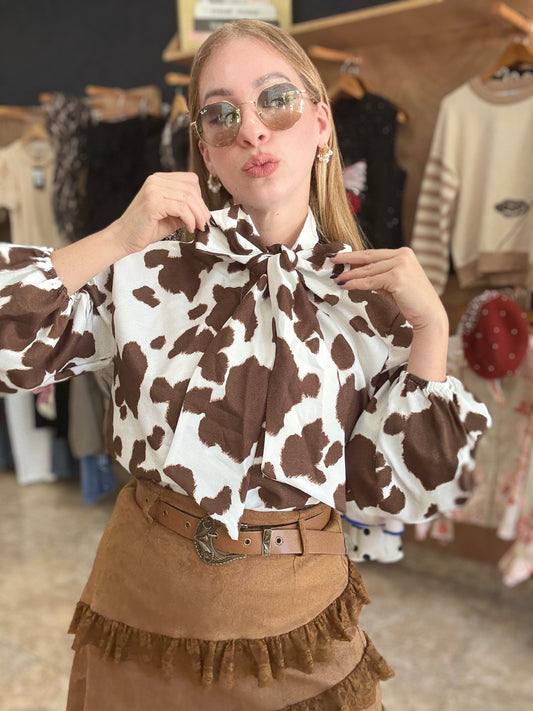Cow print top
