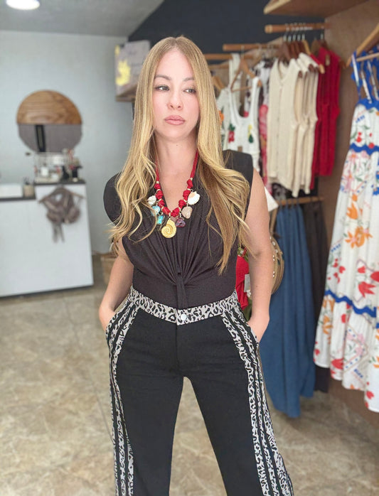 Animal print Details Jeans