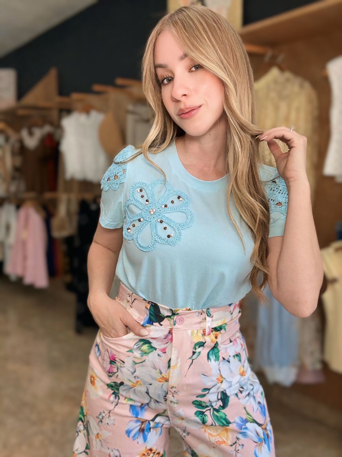 Baby Blue floral t-shirt