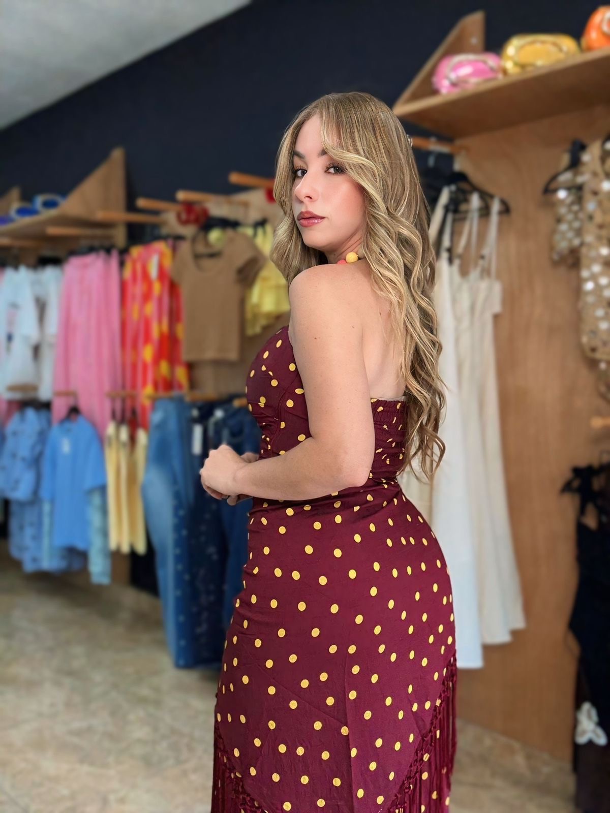 Wine Yellow Polka Set