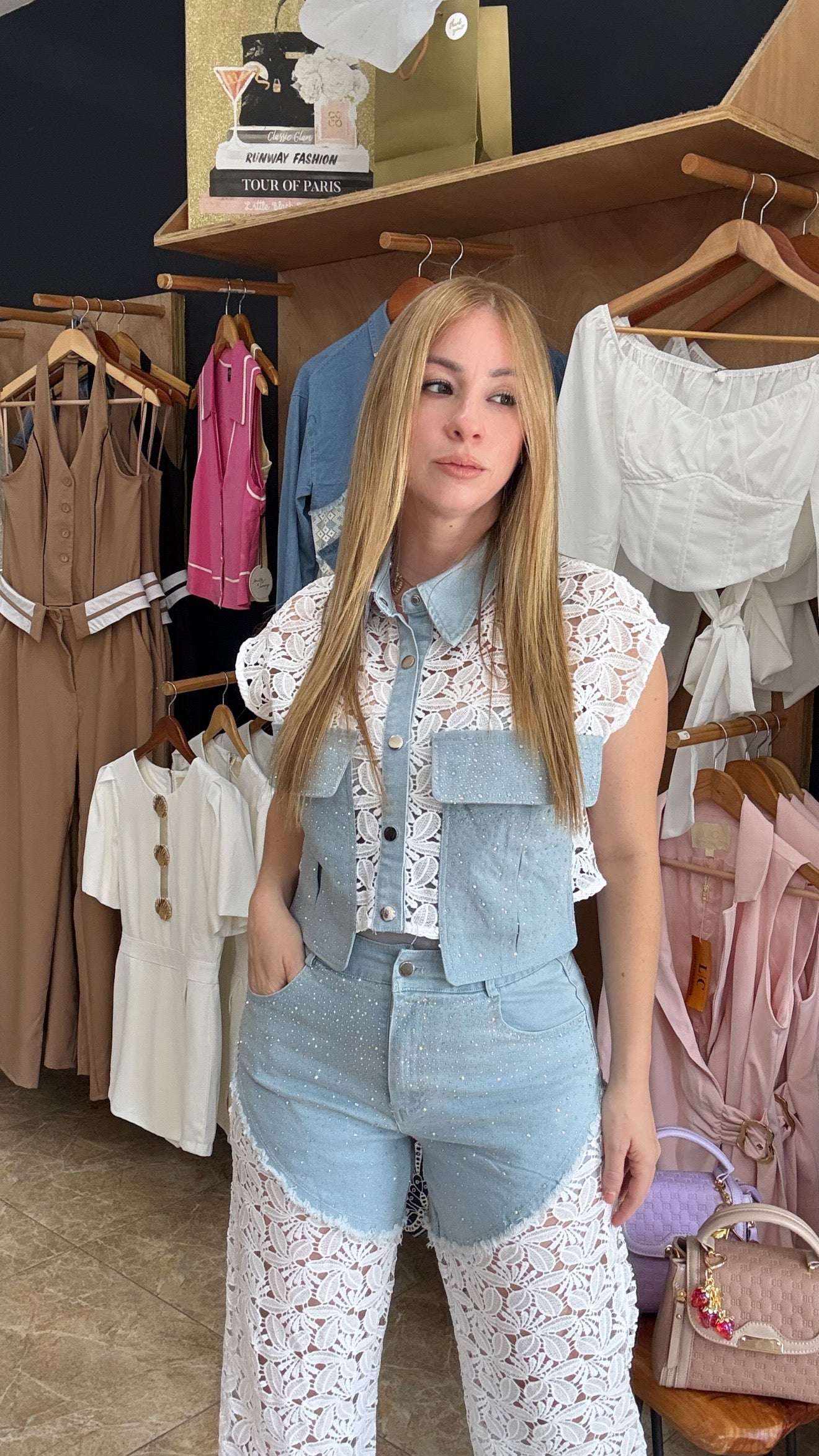 Lace Denim Set