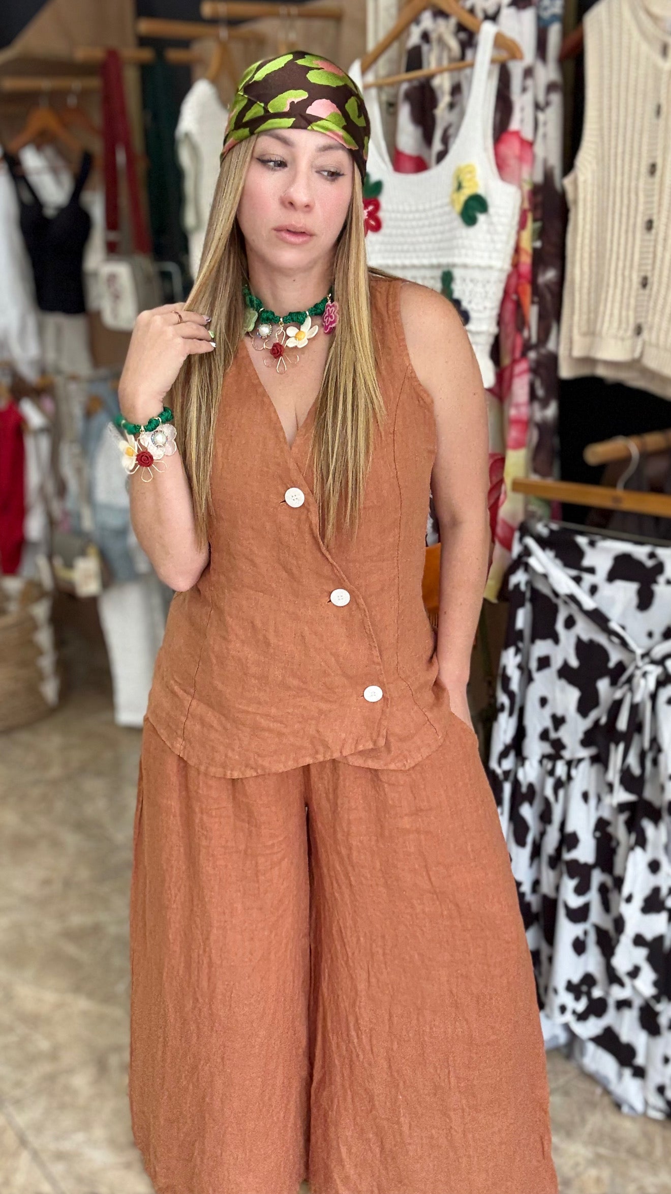 Linen vest set