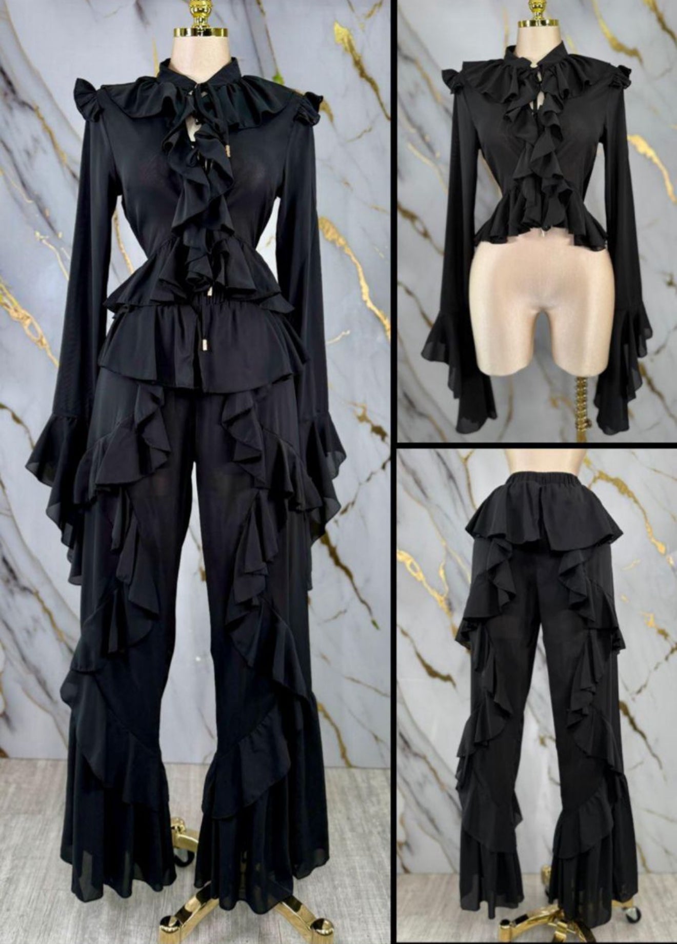 Ruffle black set