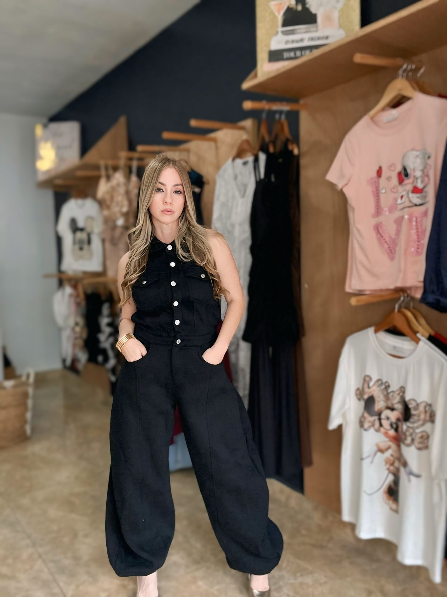 Jumper negro halter espalda abierta
