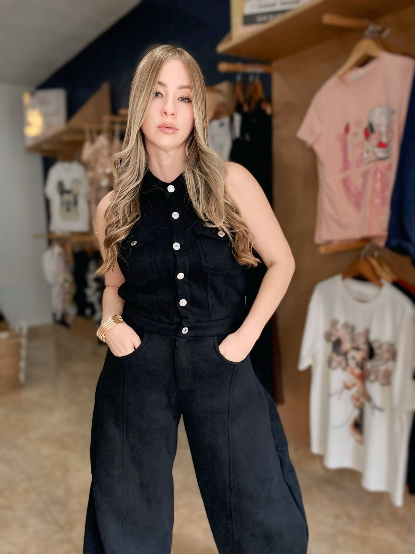 Jumper negro halter espalda abierta