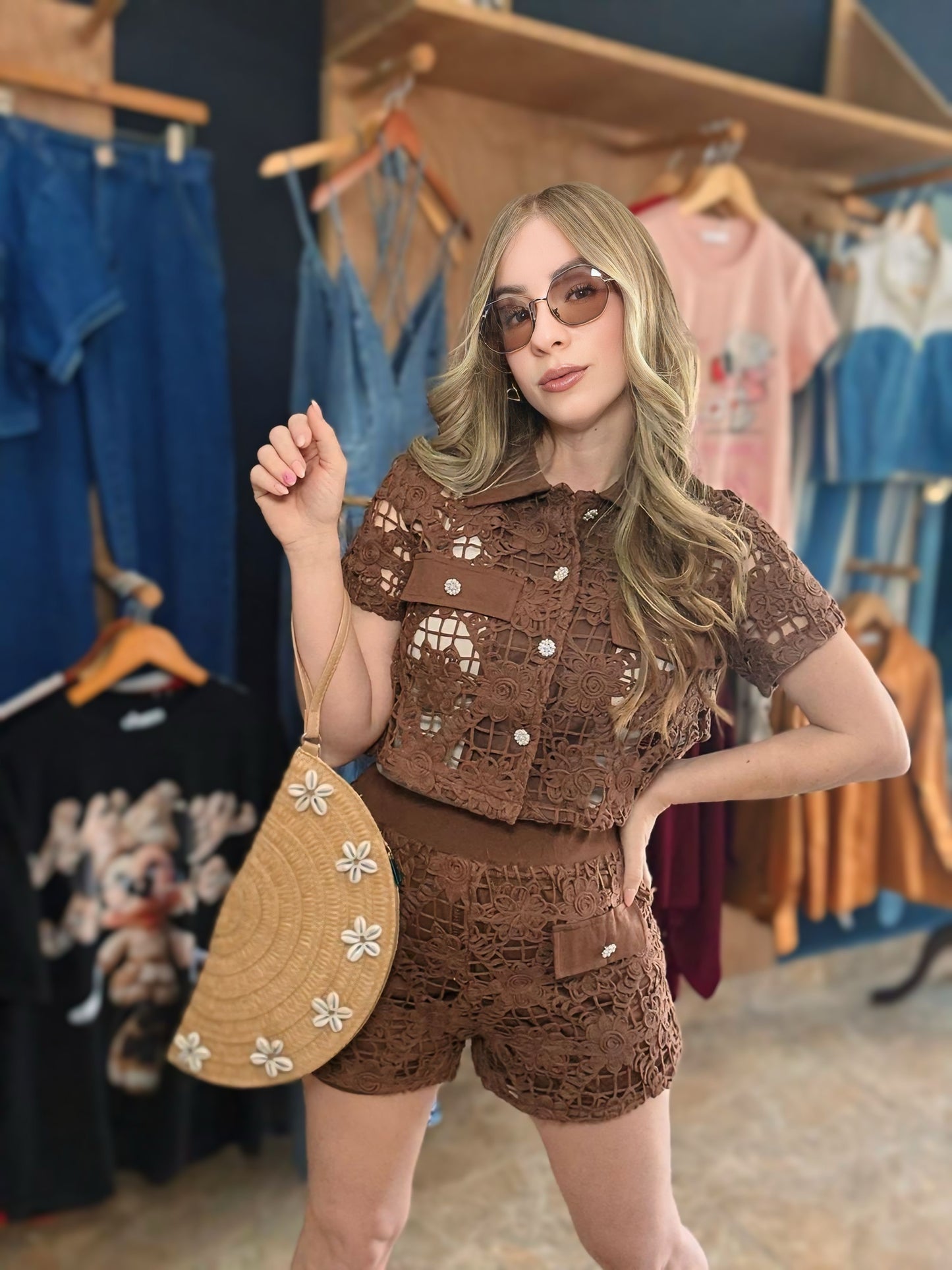 Lace set marron