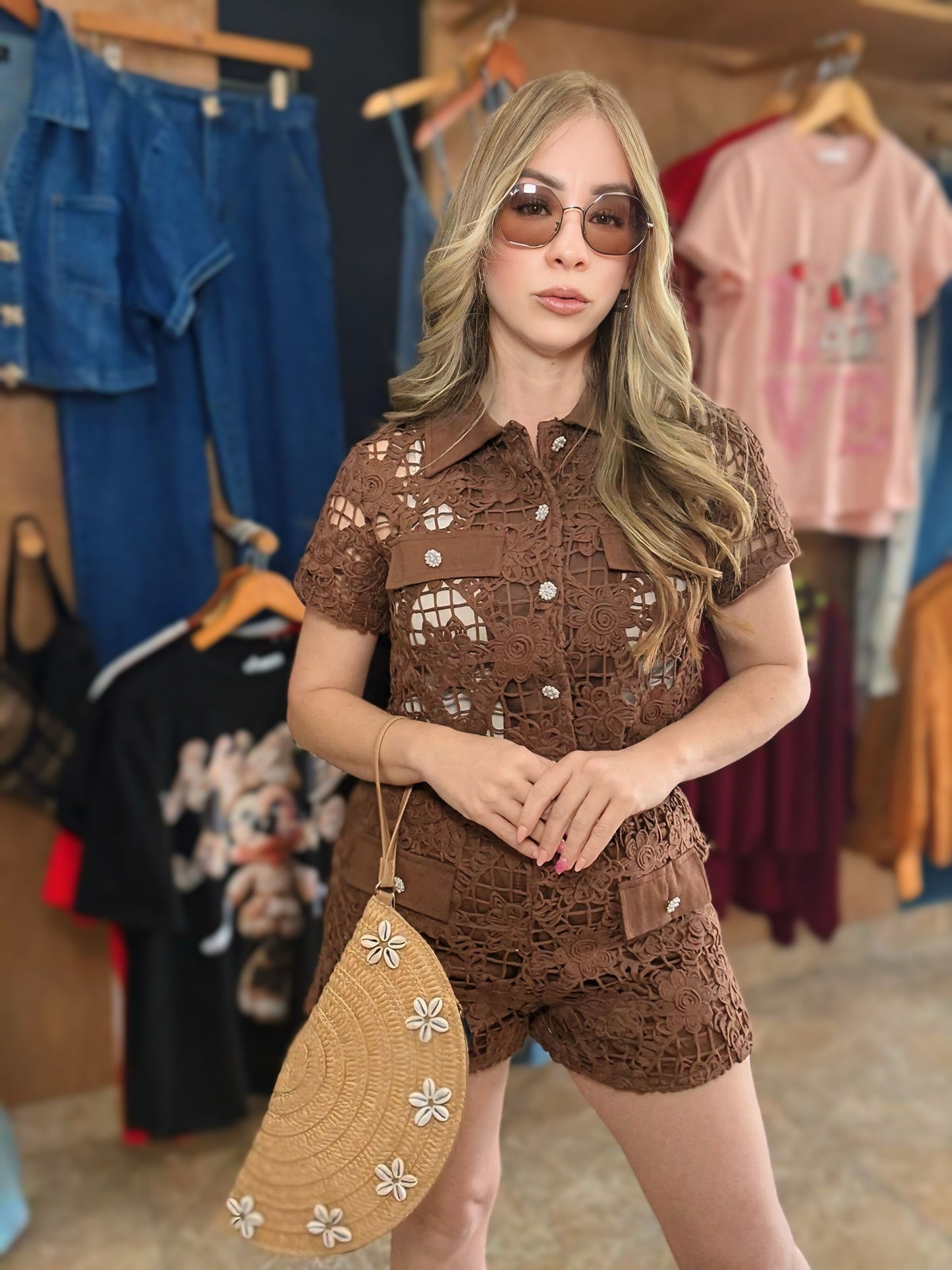 Lace set marron
