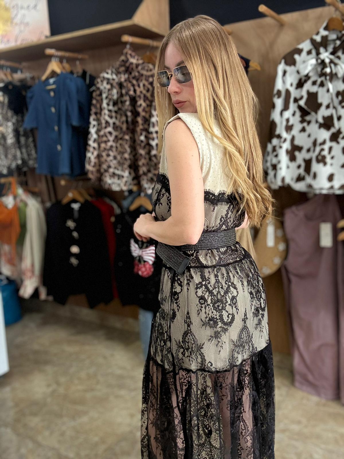 Noir Elegance Sheer Dress