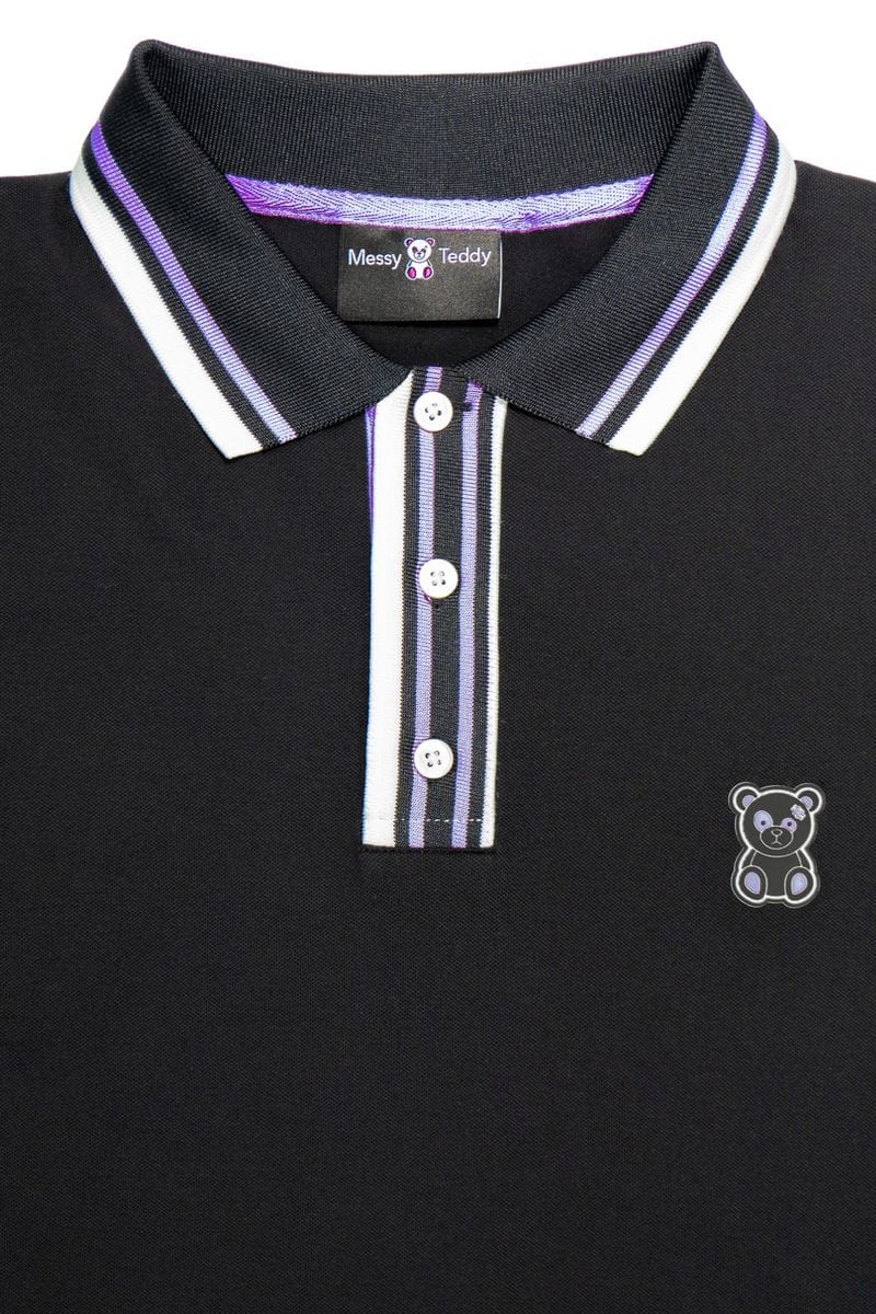 Messy Teddy Polo Negro y Morado