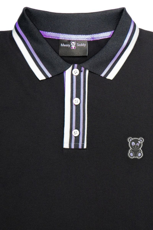 Messy Teddy Polo Negro y Morado
